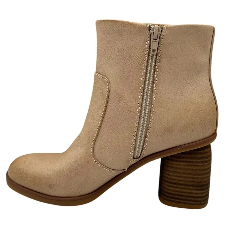 Korks Destiny Women’s Ankle Bootie Size 7.5-9‎ Cream- Beige- Tan Side Zip Boots